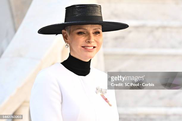 Princess Charlene of Monaco attends the Monaco National Day on November 19, 2022 in Monte-Carlo, Monaco.