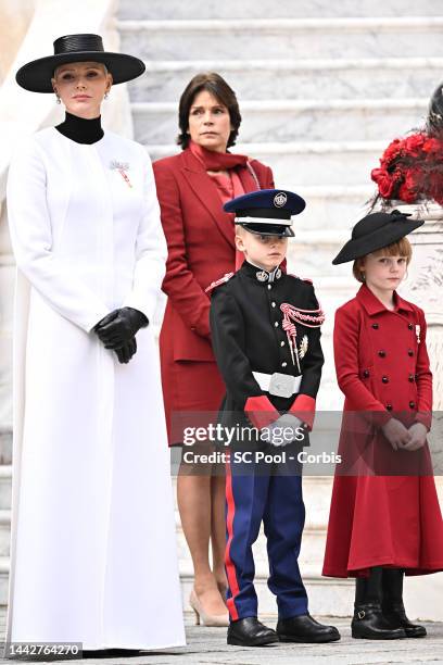 Princess Charlene of Monaco, Princess Stephanie of Monaco, Prince Jacques of Monaco and Princess Gabriella of Monaco attend the Monaco National day...