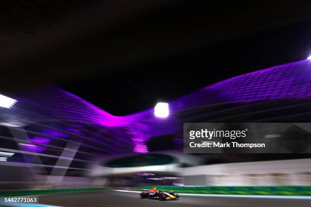 Sergio Perez of Mexico driving the Oracle Red Bull Racing RB18 on track during qualifying ahead of the F1 Grand Prix of Abu Dhabi at Yas Marina...
