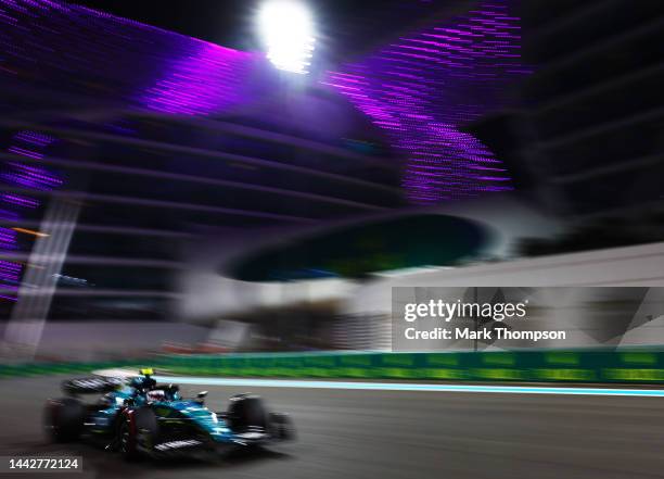 Sebastian Vettel of Germany driving the Aston Martin AMR22 Mercedes on track during qualifying ahead of the F1 Grand Prix of Abu Dhabi at Yas Marina...