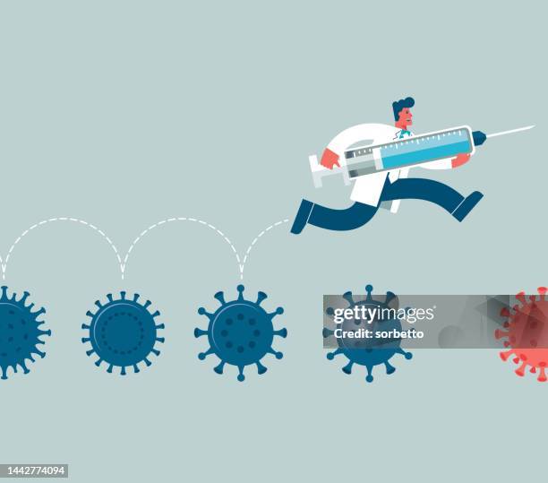 vaccine injection - viral shedding stock illustrations