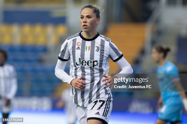 Sara Bjork Gunnarsdottir of Juventus FC looks on during the Women Serie A match between Parma and Juventus on November 19, 2022 in Parma, Italy.