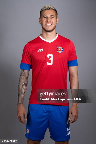 Juan Pablo Vargas of Costa Rica poses during the official FIFA World Cup Qatar 2022 portrait session on November 19, 2022 in Doha, Qatar.