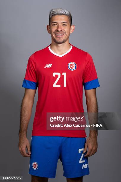Douglas Lopez of Costa Rica poses during the official FIFA World Cup Qatar 2022 portrait session on November 19, 2022 in Doha, Qatar.