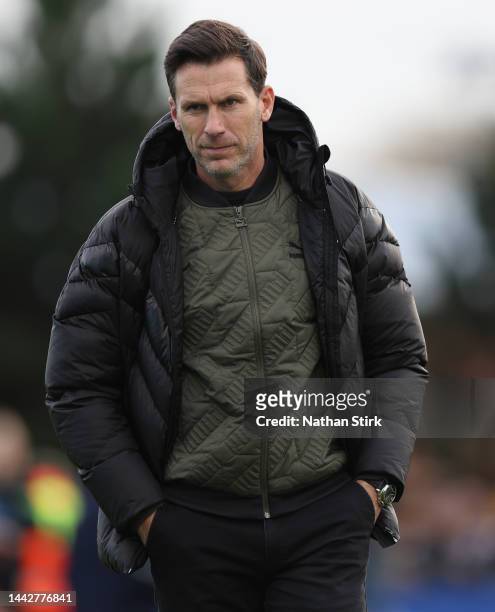 Gareth Taylor manager of Manchester City Women prior to the FA Women's Super League match between Everton FC and Manchester City at Walton Hall Park...