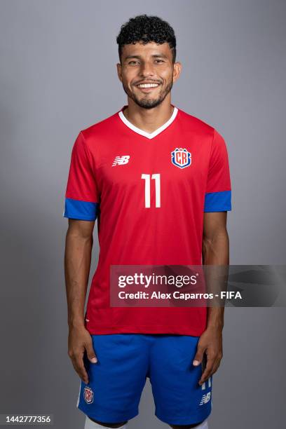 Johan Venegas of Costa Rica poses during the official FIFA World Cup Qatar 2022 portrait session on November 19, 2022 in Doha, Qatar.