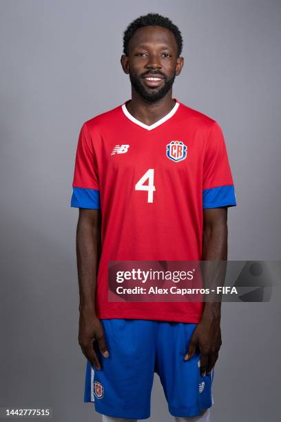 Keysher Fuller of Costa Rica poses during the official FIFA World Cup Qatar 2022 portrait session on November 19, 2022 in Doha, Qatar.