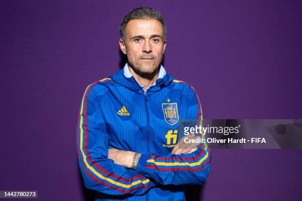 Luis Enrique, Head Coach of Spain poses during the official FIFA World Cup Qatar 2022 portrait session on November 18, 2022 in Doha, Qatar.