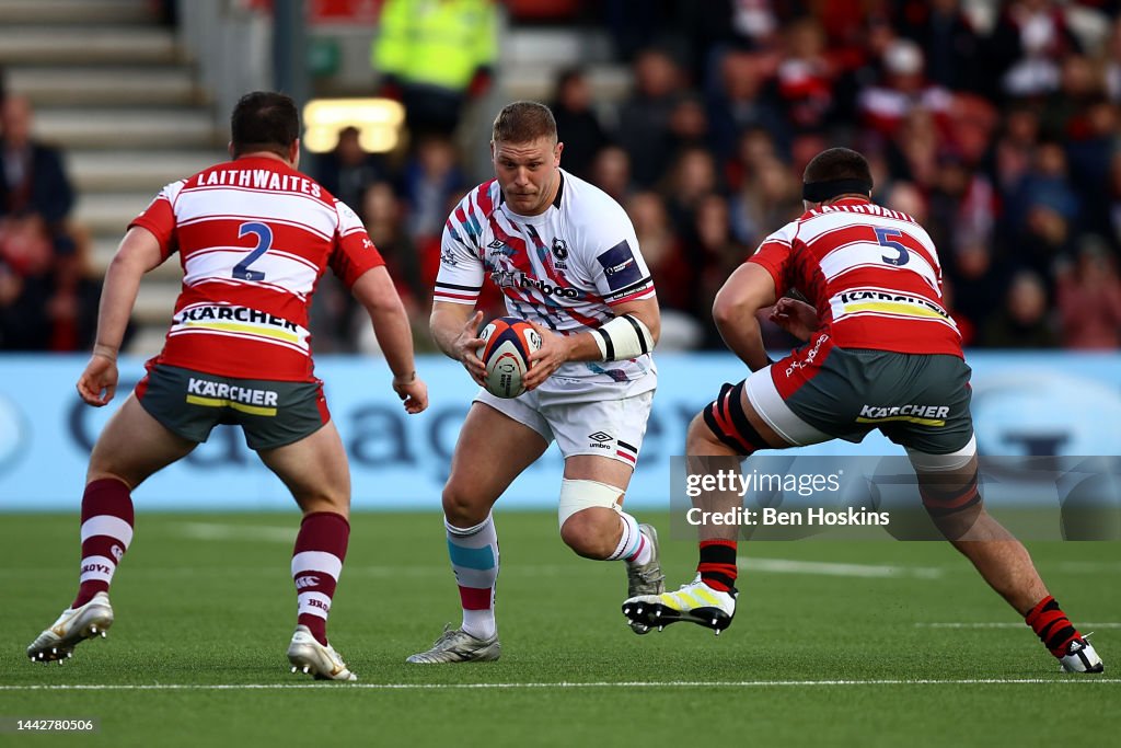 Ross Kerr Rugby Jake Kerr of Bristol runs at Henry Walker and Freddie Thomas of... News ...