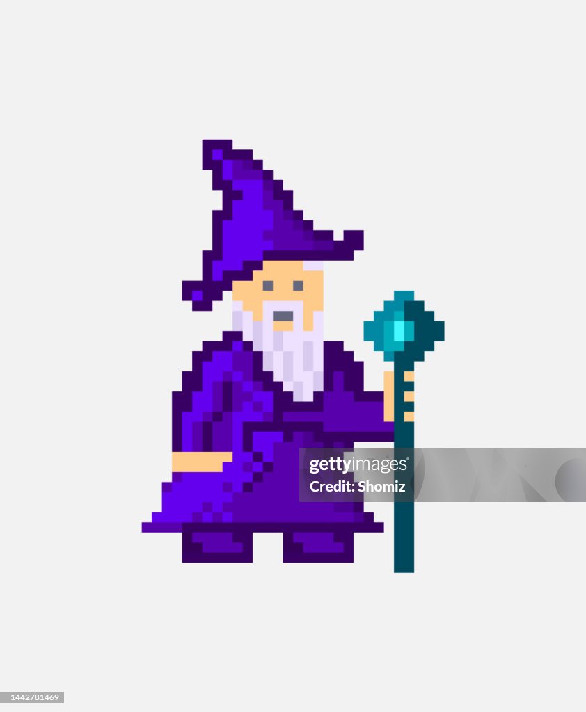 Pixel art old wizard