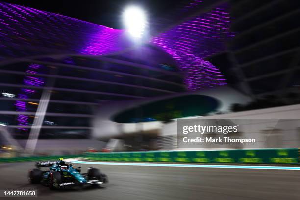 Sebastian Vettel of Germany driving the Aston Martin AMR22 Mercedes on track during qualifying ahead of the F1 Grand Prix of Abu Dhabi at Yas Marina...