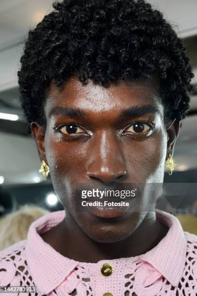 Model backstage at the Atelie Mao de Mae fashion show as part of the Sao Paulo Fashion Week N54 on November 18, 2022 in Sao Paulo, Brazil.