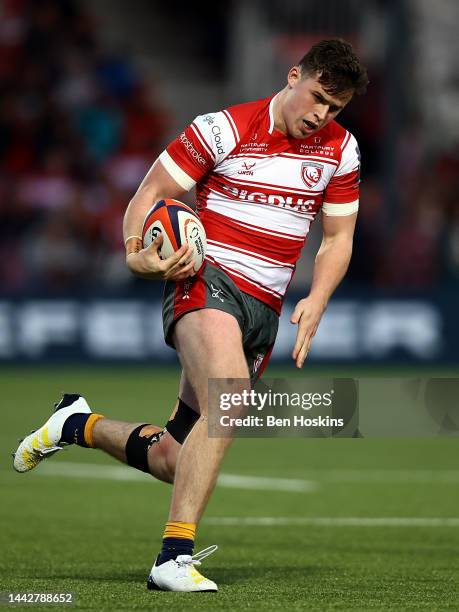 Seb Atkinson of Gloucester in action during the Premiership Rugby Cup match between Gloucester Rugby and Bristol Bears at Kingsholm Stadium on...