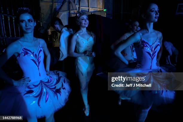 Dancers are seen backstage at Taras Shevchenko National Opera and Ballet Theatre of Ukraine as they perform Don Quixote at Kyiv’s National Opera...