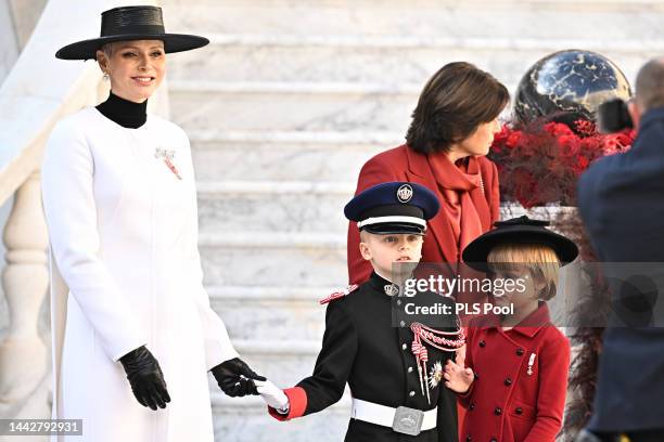 Princess Charlene of Monaco, Princess Stephanie of Monaco, Prince Jacques of Monaco and Princess Gabriella attend the Monaco National Day on November...