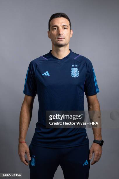 Lionel Scaloni, Head Coach of Argentina, poses during the official FIFA World Cup Qatar 2022 portrait session on November 19, 2022 in Doha, Qatar.