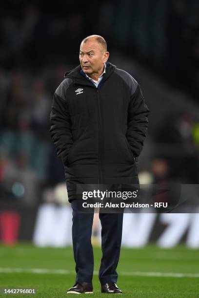 Eddie Jones, Head Coach of England, prior to the Autumn International match between England and New Zealand at Twickenham Stadium on November 19,...