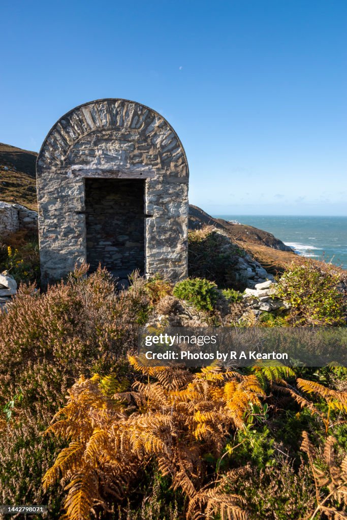 Old stone magazine hut on Holyhead mountain, Anglesey, North Wales