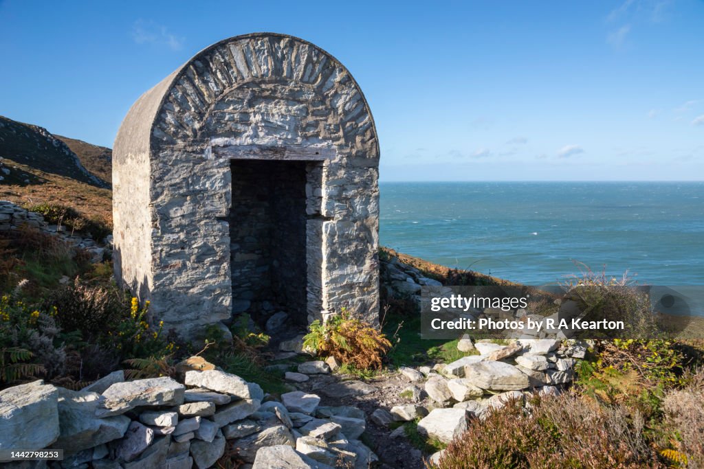 Old stone magazine hut on Holyhead mountain, Anglesey, North Wales