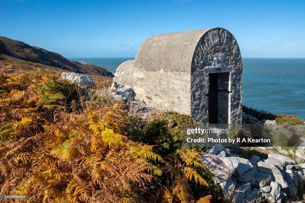 Old stone magazine hut on Holyhead mountain, Anglesey, North Wales