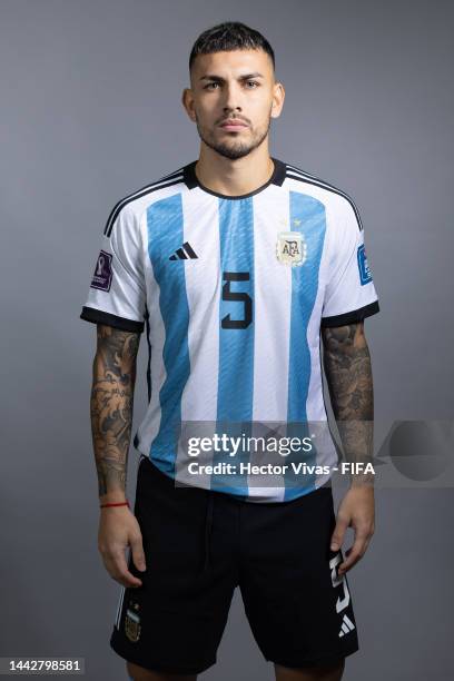 Leandro Paredes of Argentina poses during the official FIFA World Cup Qatar 2022 portrait session on November 19, 2022 in Doha, Qatar.