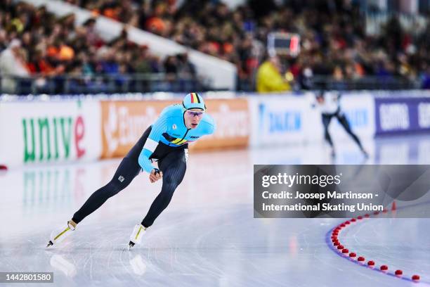 Bart Swings of Belgium competes in the Men's 5000m during the ISU World Cup Speed Skating at Thialf on November 19, 2022 in Heerenveen, Netherlands.