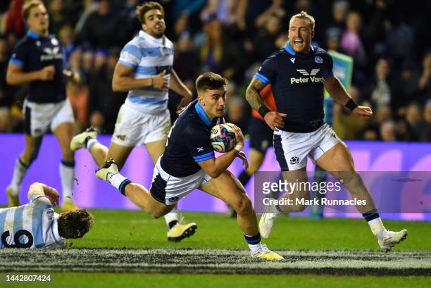 Cameron Redpath of Scotland scores a try in the second half during the Autumn International match between Scotland and Argentina at Murrayfield...