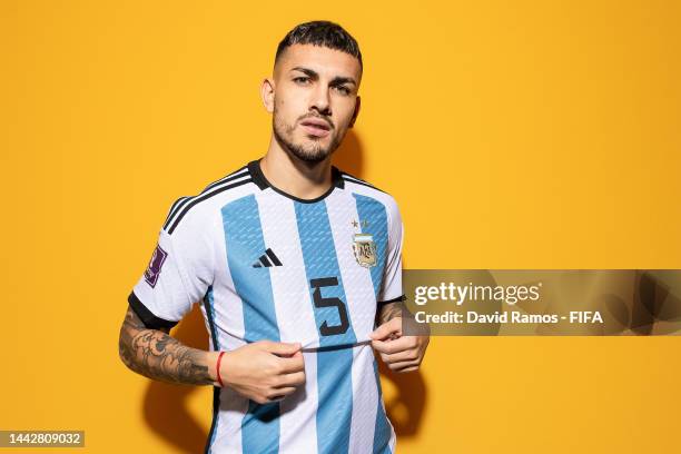 Leandro Paredes of Argentina poses during the official FIFA World Cup Qatar 2022 portrait session on November 19, 2022 in Doha, Qatar.