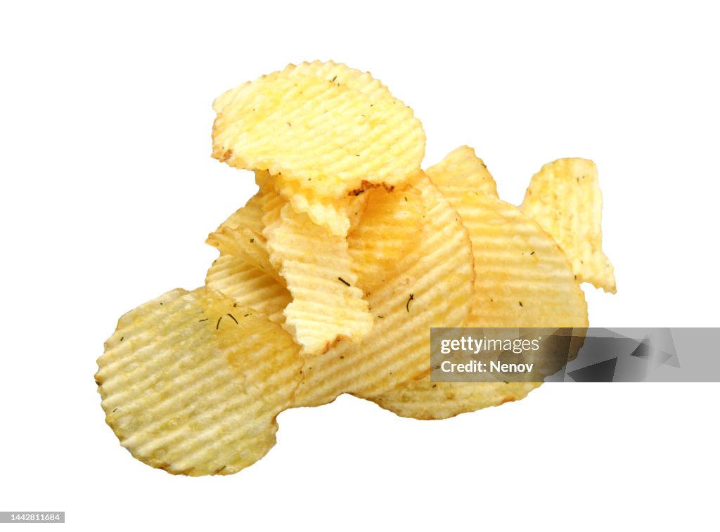 Homemade Potato Chip Isolated On White Background
