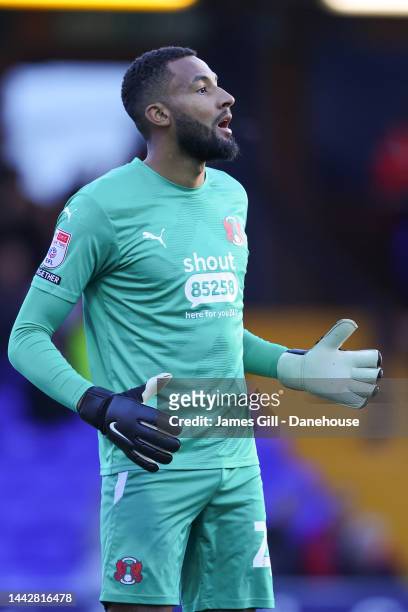 Lawrence Vigouroux of Leyton Orient looks on during the Sky Bet League Two between Stockport County and Leyton Orient at Edgeley Park on November 19,...