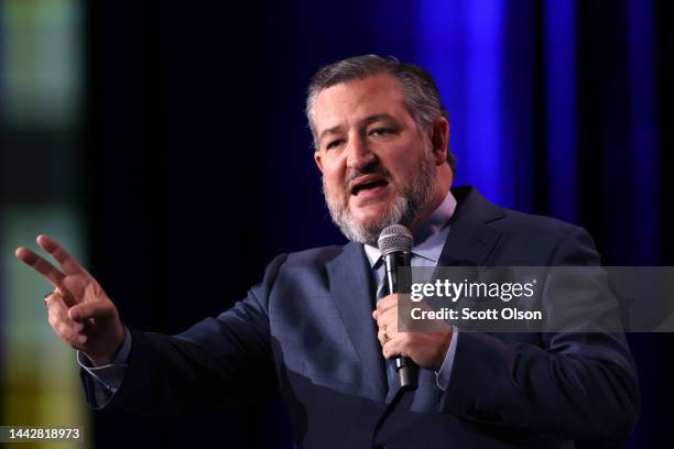 Sen. Ted Cruz speaks at the Republican Jewish Coalition annual leadership meeting on November 19, 2022 in Las Vegas, Nevada. The meeting comes on the...