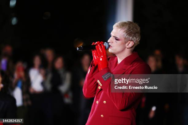 Achille Lauro performs during the Musei in Musica at Ara Pacis on November 19, 2022 in Rome, Italy.