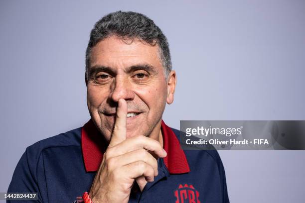 Luis Fernando Suarez, Head Coach of Costa Rica, poses during the official FIFA World Cup Qatar 2022 portrait session on November 19, 2022 in Doha,...