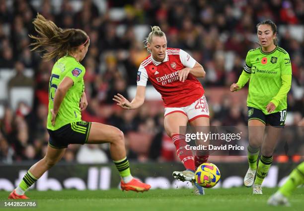 Stina Blackstenius of Arsenal kicks the ball during the WSL match between Arsenal Women and Manchester United Women during the FA Women's Super...