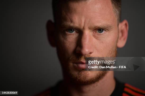 Jan Vertonghen of Belgium poses during the official FIFA World Cup Qatar 2022 portrait session on November 19, 2022 in Doha, Qatar.