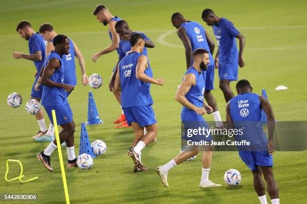 Karim Benzema of France during Team France practice ahead of the FIFA World Cup Qatar 2022 at Al Sadd SC Stadium on November 19, 2022 in Doha, Qatar.