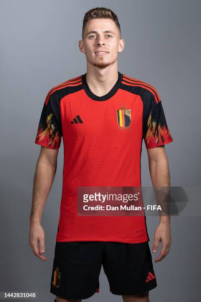 Thorgan Hazard of Belgium poses during the official FIFA World Cup Qatar 2022 portrait session on November 19, 2022 in Doha, Qatar.