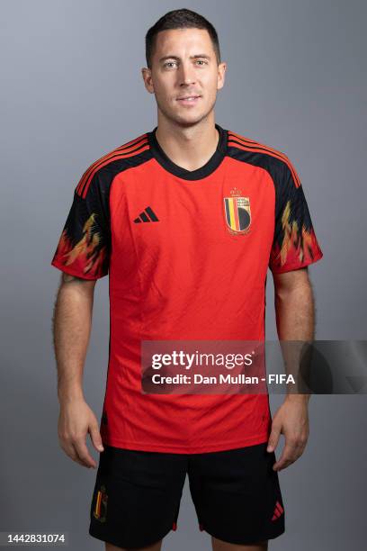 Eden Hazard of Belgium poses during the official FIFA World Cup Qatar 2022 portrait session on November 19, 2022 in Doha, Qatar.