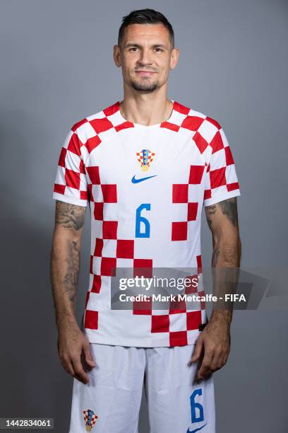 Dejan Lovren of Croatia poses during the official FIFA World Cup Qatar 2022 portrait session on November 19, 2022 in Doha, Qatar.