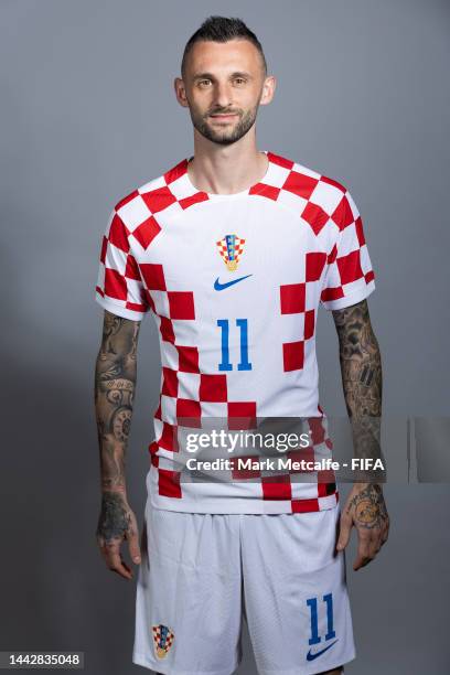 Marcelo Brozovic of Croatia poses during the official FIFA World Cup Qatar 2022 portrait session on November 19, 2022 in Doha, Qatar.