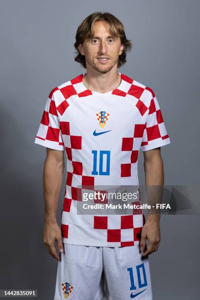 Luka Modric of Croatia poses during the official FIFA World Cup Qatar 2022 portrait session on November 19, 2022 in Doha, Qatar.