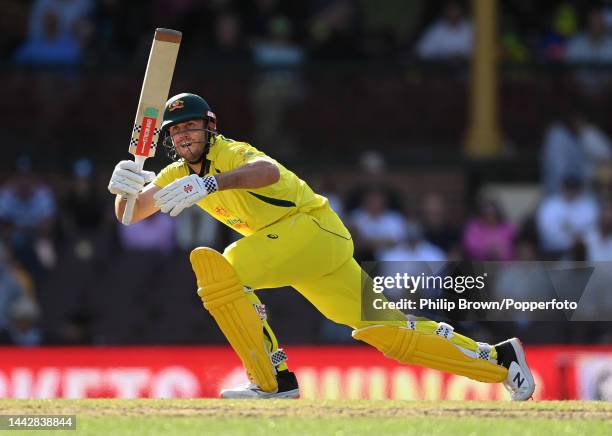 Mitchell Marsh of Australia bats during Game 2 of the One Day International series between Australia and England at Sydney Cricket Ground on November...