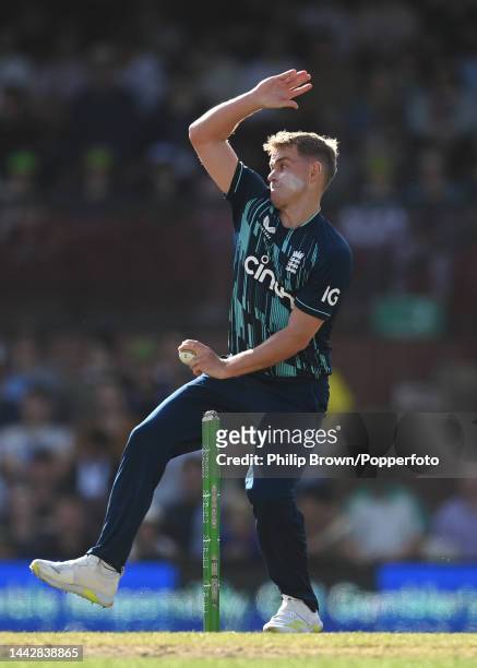 Sam Curran of England bowls during Game 2 of the One Day International series between Australia and England at Sydney Cricket Ground on November 19,...