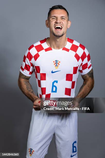 Dejan Lovren of Croatia poses during the official FIFA World Cup Qatar 2022 portrait session on November 19, 2022 in Doha, Qatar.