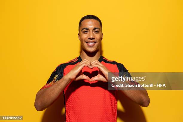 Youri Tielemans of Belgium poses during the official FIFA World Cup Qatar 2022 portrait session on November 19, 2022 in Doha, Qatar.