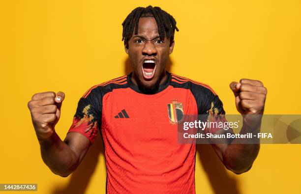 Michy Batshuayi of Belgium poses during the official FIFA World Cup Qatar 2022 portrait session on November 19, 2022 in Doha, Qatar.