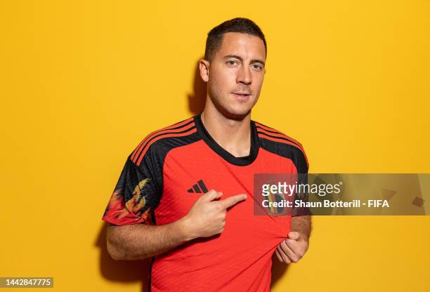 Eden Hazard of Belgium poses during the official FIFA World Cup Qatar 2022 portrait session on November 19, 2022 in Doha, Qatar.