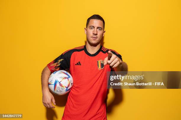 Eden Hazard of Belgium poses during the official FIFA World Cup Qatar 2022 portrait session on November 19, 2022 in Doha, Qatar.