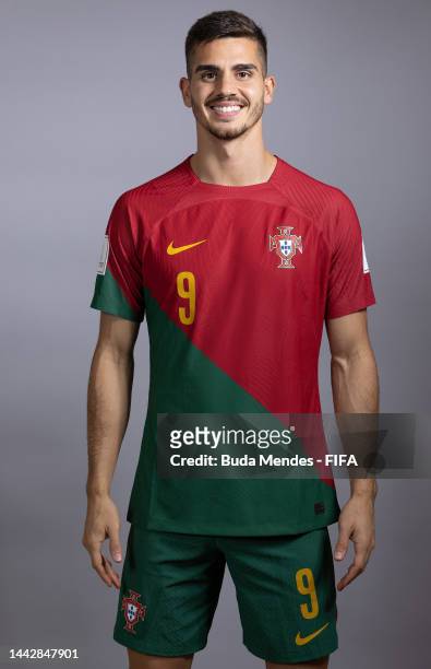 Andre Silva of Portugal poses during the official FIFA World Cup Qatar 2022 portrait session on November 19, 2022 in Doha, Qatar.