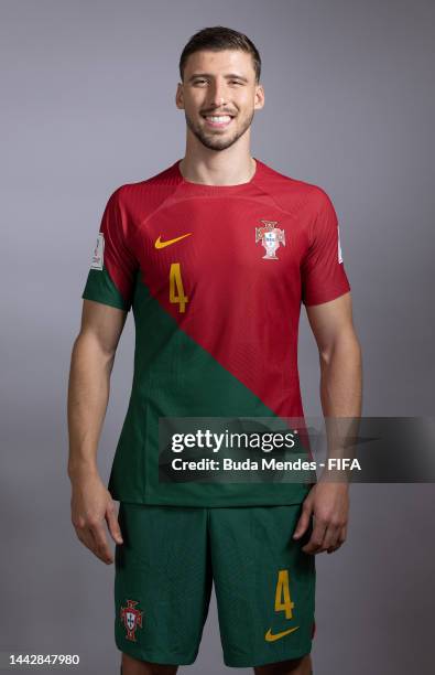 Ruben Dias of Portugal poses during the official FIFA World Cup Qatar 2022 portrait session on November 19, 2022 in Doha, Qatar.